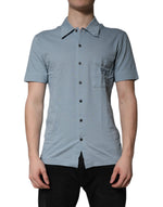 Polo décontracté à boutons en coton bleu Dolce &amp; Gabbana pour homme