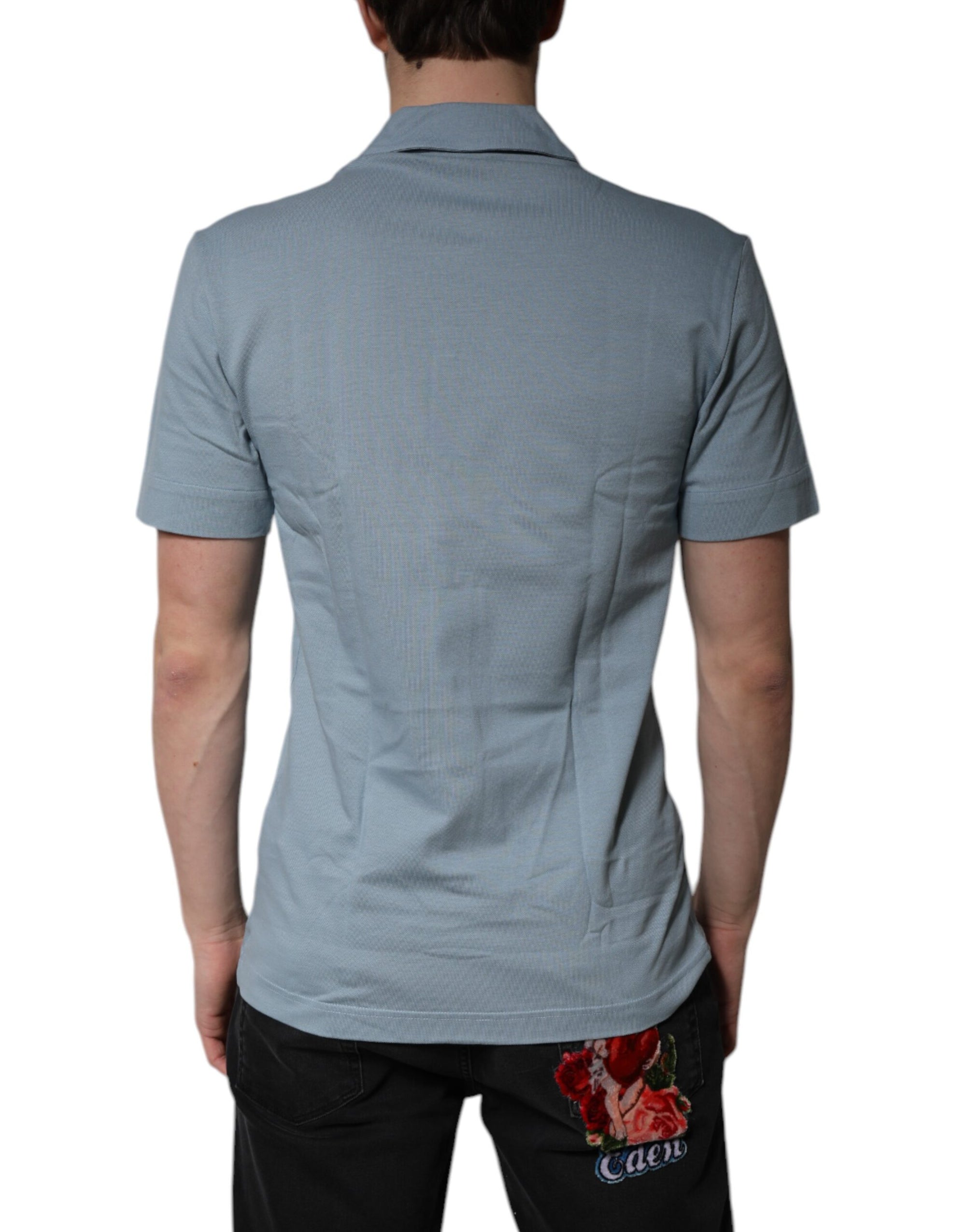 Polo décontracté à boutons en coton bleu Dolce &amp; Gabbana pour homme