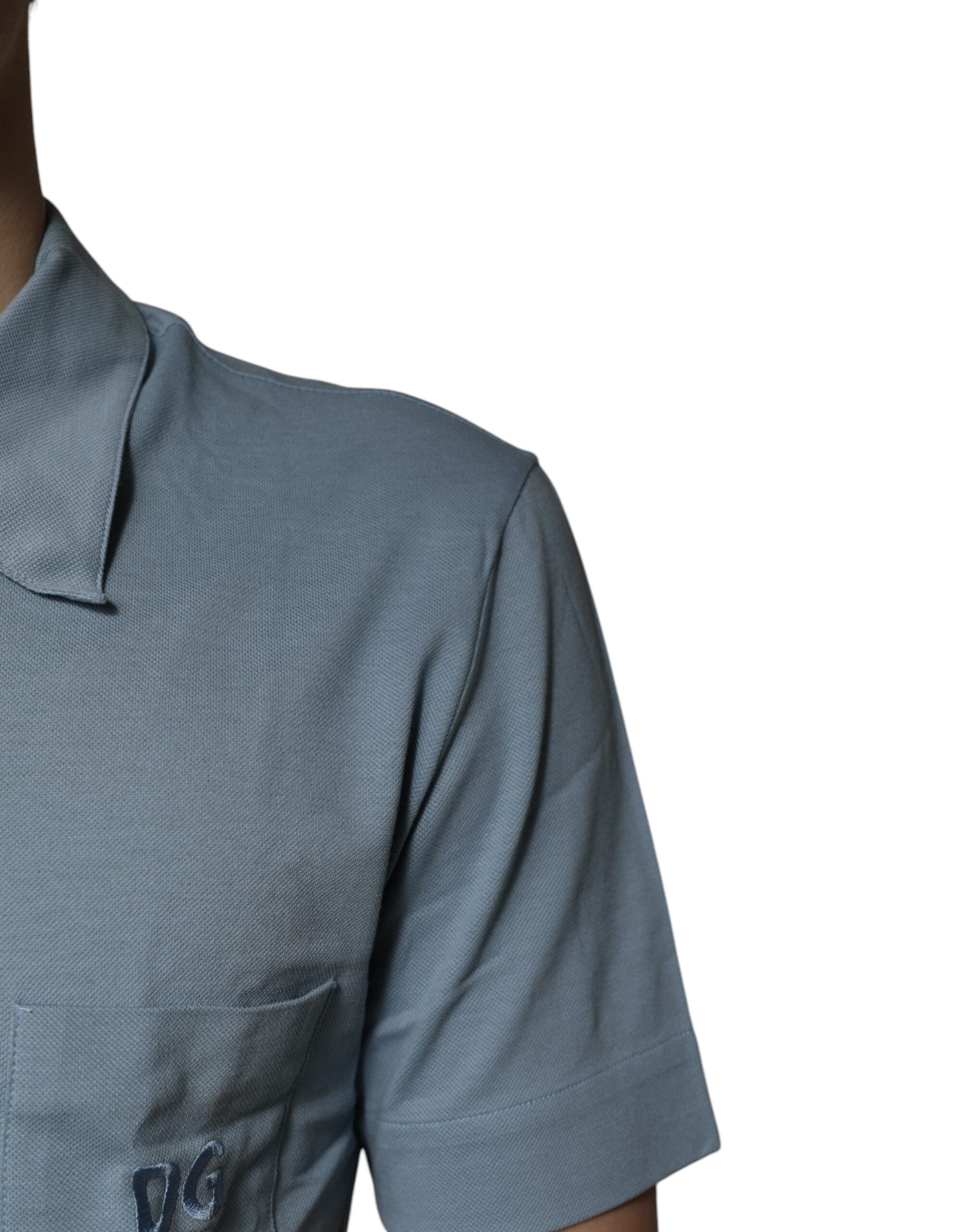 Polo décontracté à boutons en coton bleu Dolce &amp; Gabbana pour homme