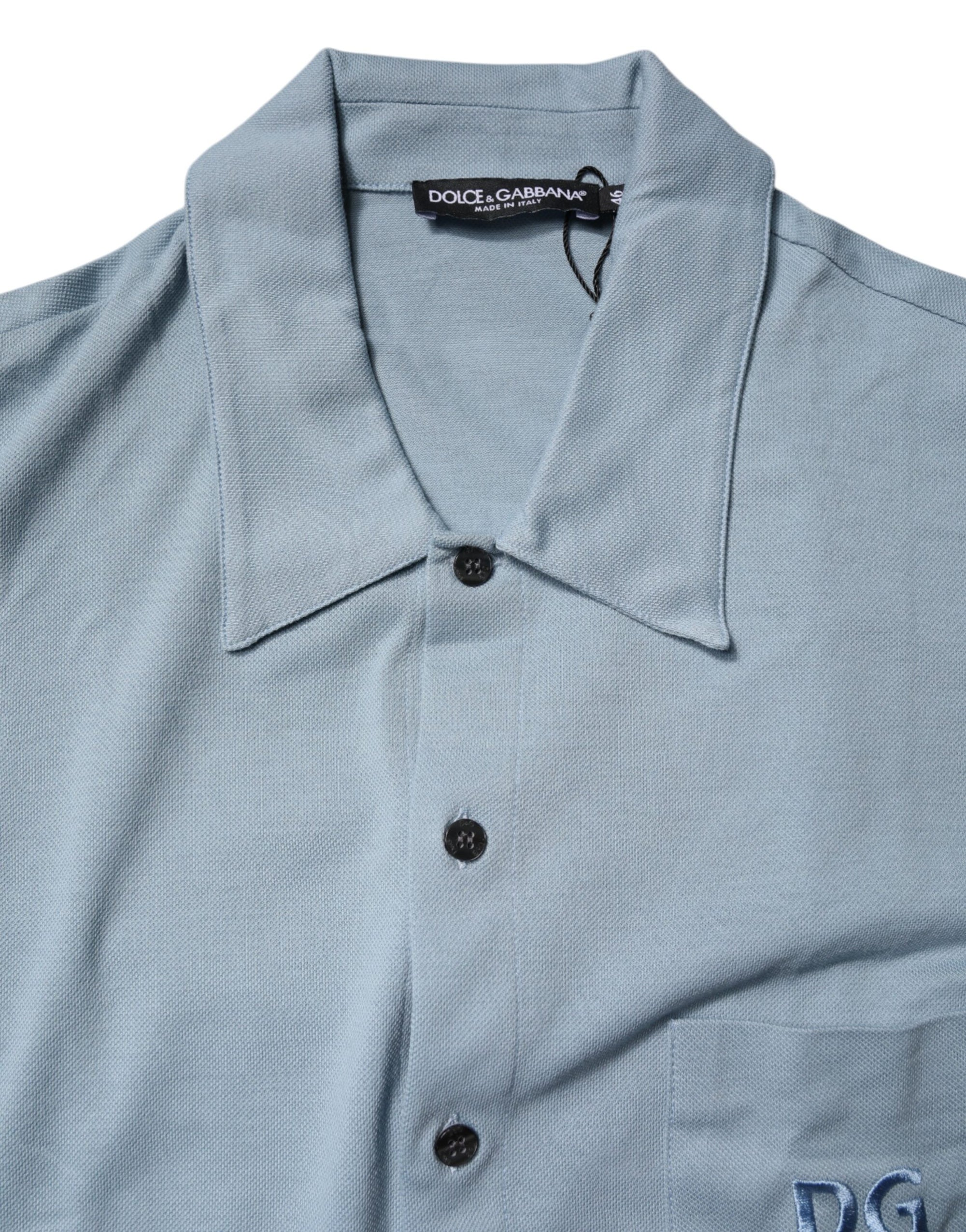 Polo décontracté à boutons en coton bleu Dolce &amp; Gabbana pour homme