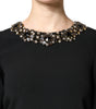 Dolce & Gabbana Black Crystal Embellished Round Neck Mini Dress