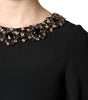 Dolce & Gabbana Black Crystal Embellished Round Neck Mini Dress