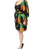 Dolce & Gabbana Black Silk Pineapple Draped Print Wrap Dress
