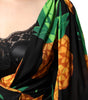 Dolce & Gabbana Black Silk Pineapple Draped Print Wrap Dress