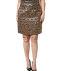 Mini-jupe trapèze en brocart de polyester marron Dolce &amp; Gabbana