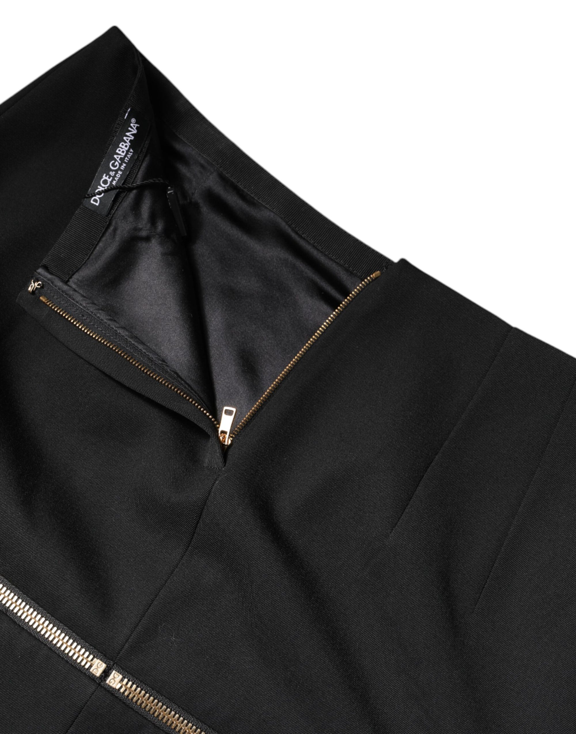 Mini-jupe taille haute en laine vierge noire Dolce &amp; Gabbana