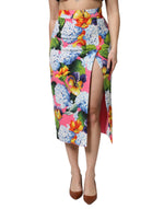 Dolce &amp; Gabbana Multicolor Floral Print High Waist Midi Skirt