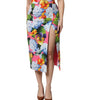 Dolce &amp; Gabbana Multicolor Floral Print High Waist Midi Skirt