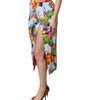 Dolce &amp; Gabbana Multicolor Floral Print High Waist Midi Skirt