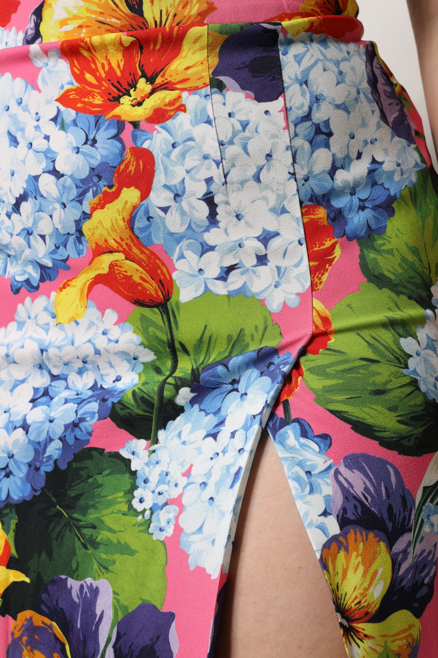 Dolce &amp; Gabbana Multicolor Floral Print High Waist Midi Skirt