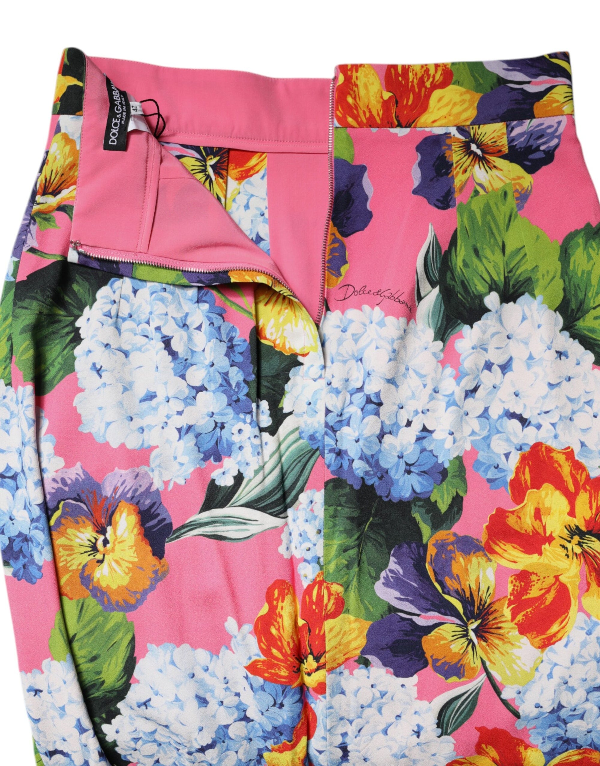 Dolce &amp; Gabbana Multicolor Floral Print High Waist Midi Skirt