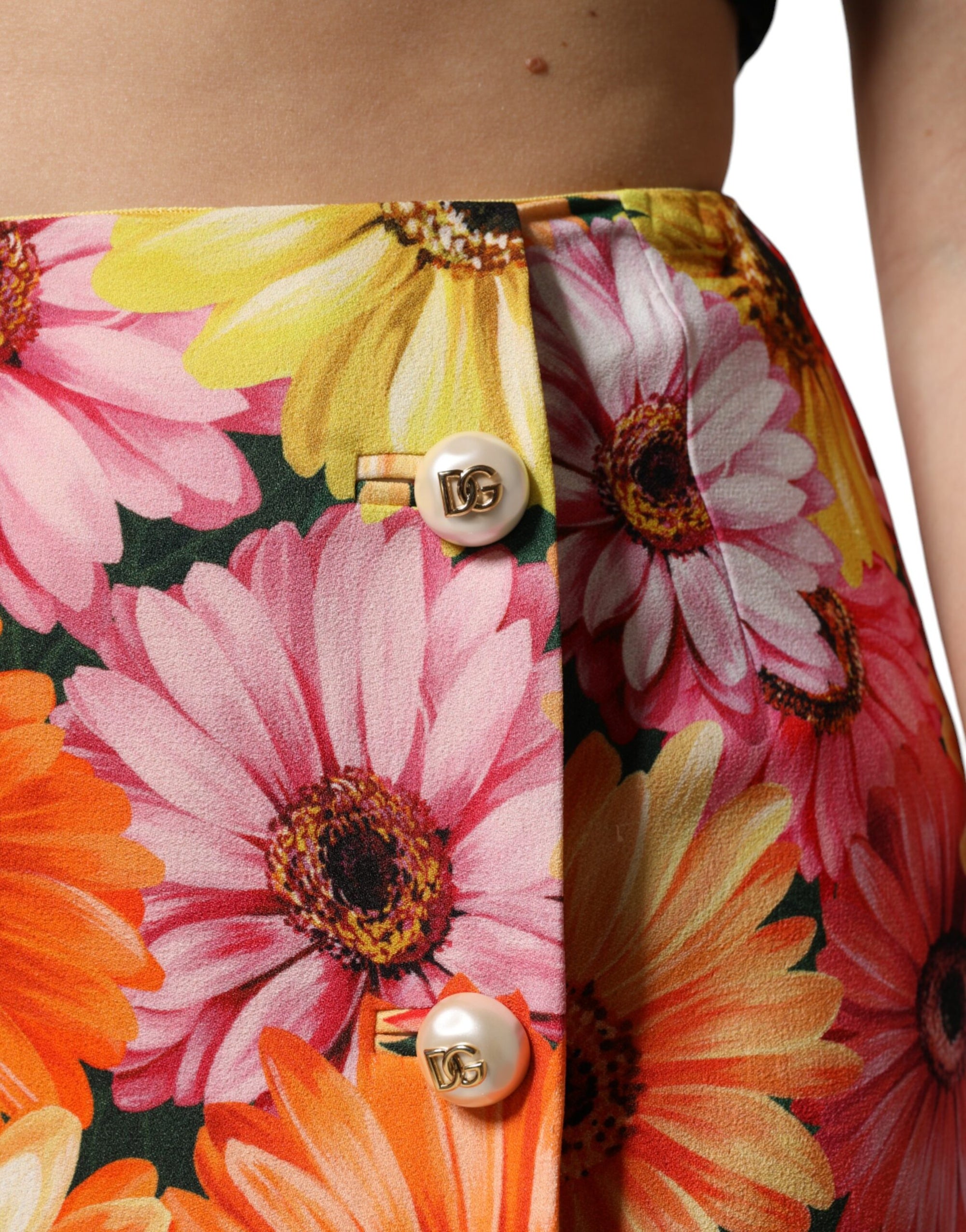 Mini-jupe taille haute à fleurs multicolores Dolce &amp; Gabbana