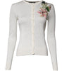 Dolce & Gabbana Cream Floral Silk Embellished Cardigan Sweater