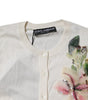 Dolce & Gabbana Cream Floral Silk Embellished Cardigan Sweater
