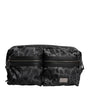 Dolce & Gabbana Black Gray Leopard DG Logo Belt Waist Fanny Pack Bag