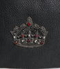 Dolce &amp; Gabbana Black Calfskin Crown Embellished Clutch Pouch Bag