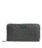 Dolce & Gabbana Green Ostrich Logo Plaque Zip Around Continental Wallet
