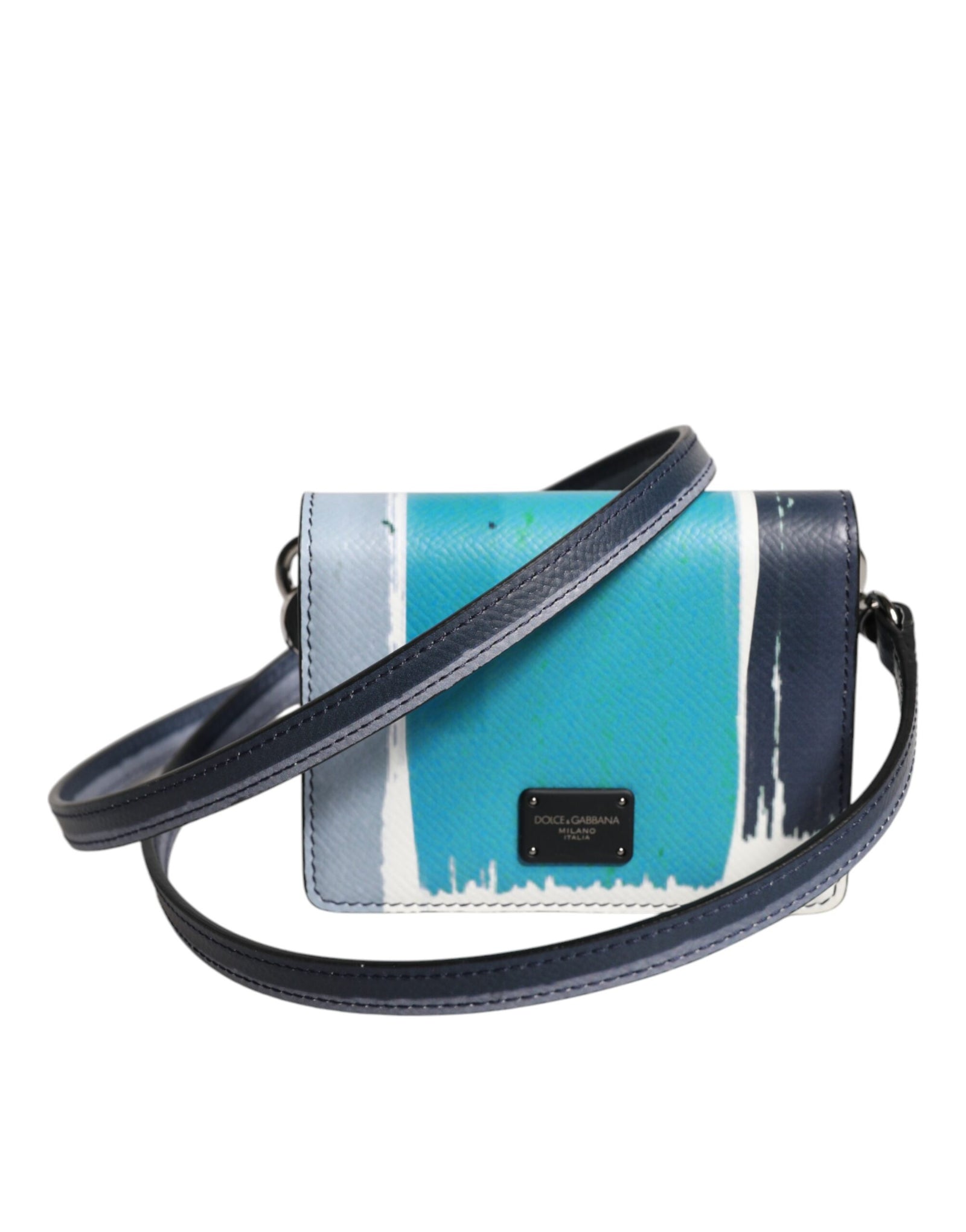Portefeuille porte-cartes à deux volets en cuir multicolore Dolce &amp; Gabbana avec logo DG