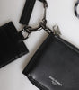 Dolce & Gabbana Black Leather Lanyard Zip Around Card Holder Wallet