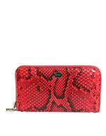 Portefeuille continental zippé en cuir exotique rouge Dolce & Gabbana