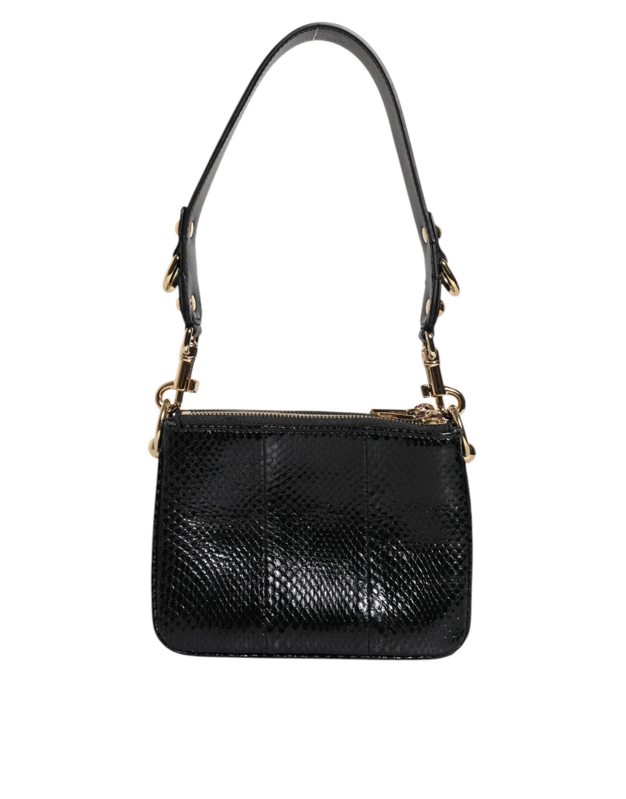 Dolce &amp; Gabbana Black Exotic Leather Shoulder Sling Clutch Bag