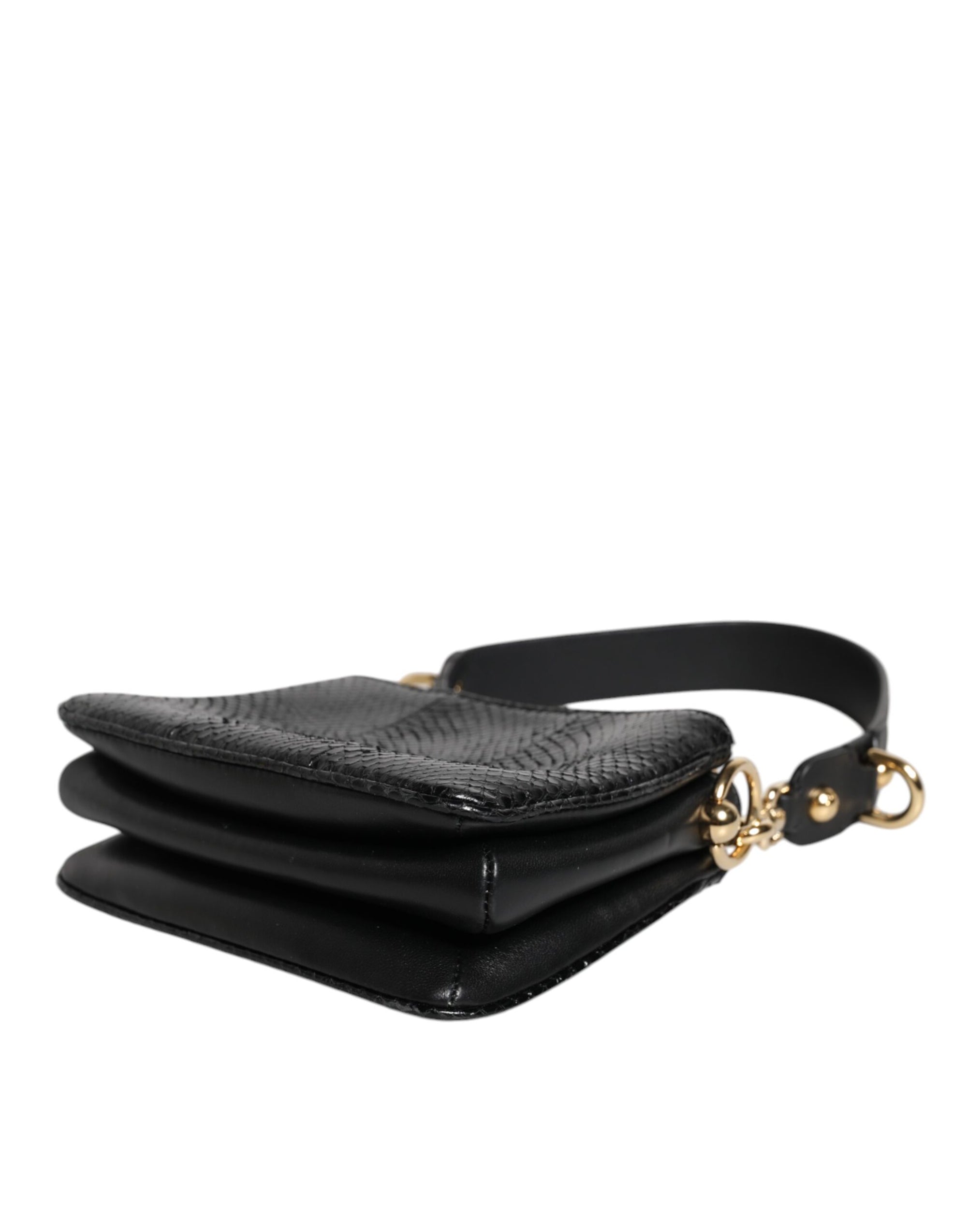 Dolce &amp; Gabbana Black Exotic Leather Shoulder Sling Clutch Bag