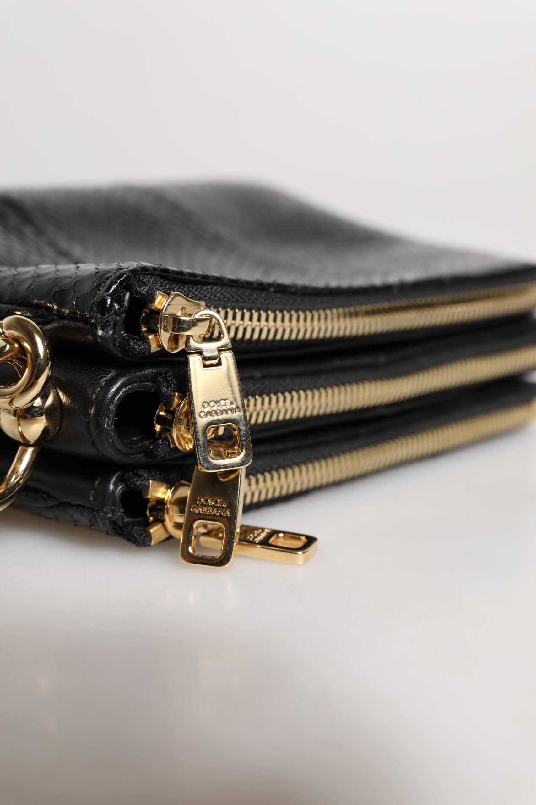Dolce &amp; Gabbana Black Exotic Leather Shoulder Sling Clutch Bag