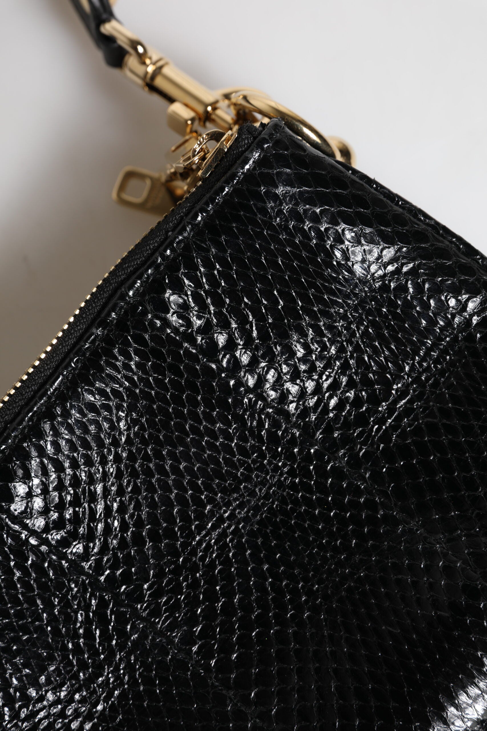 Dolce &amp; Gabbana Black Exotic Leather Shoulder Sling Clutch Bag