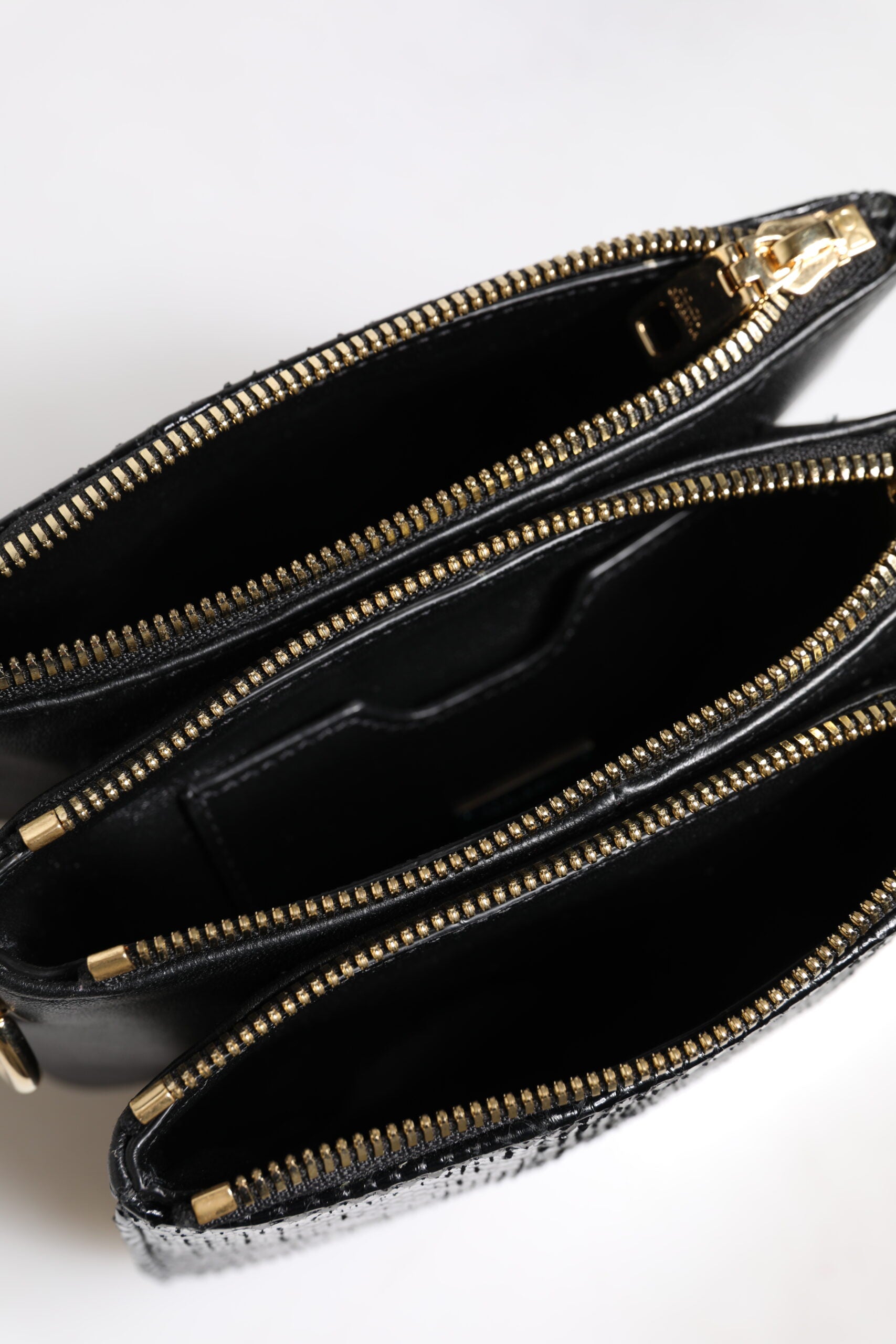 Dolce &amp; Gabbana Black Exotic Leather Shoulder Sling Clutch Bag