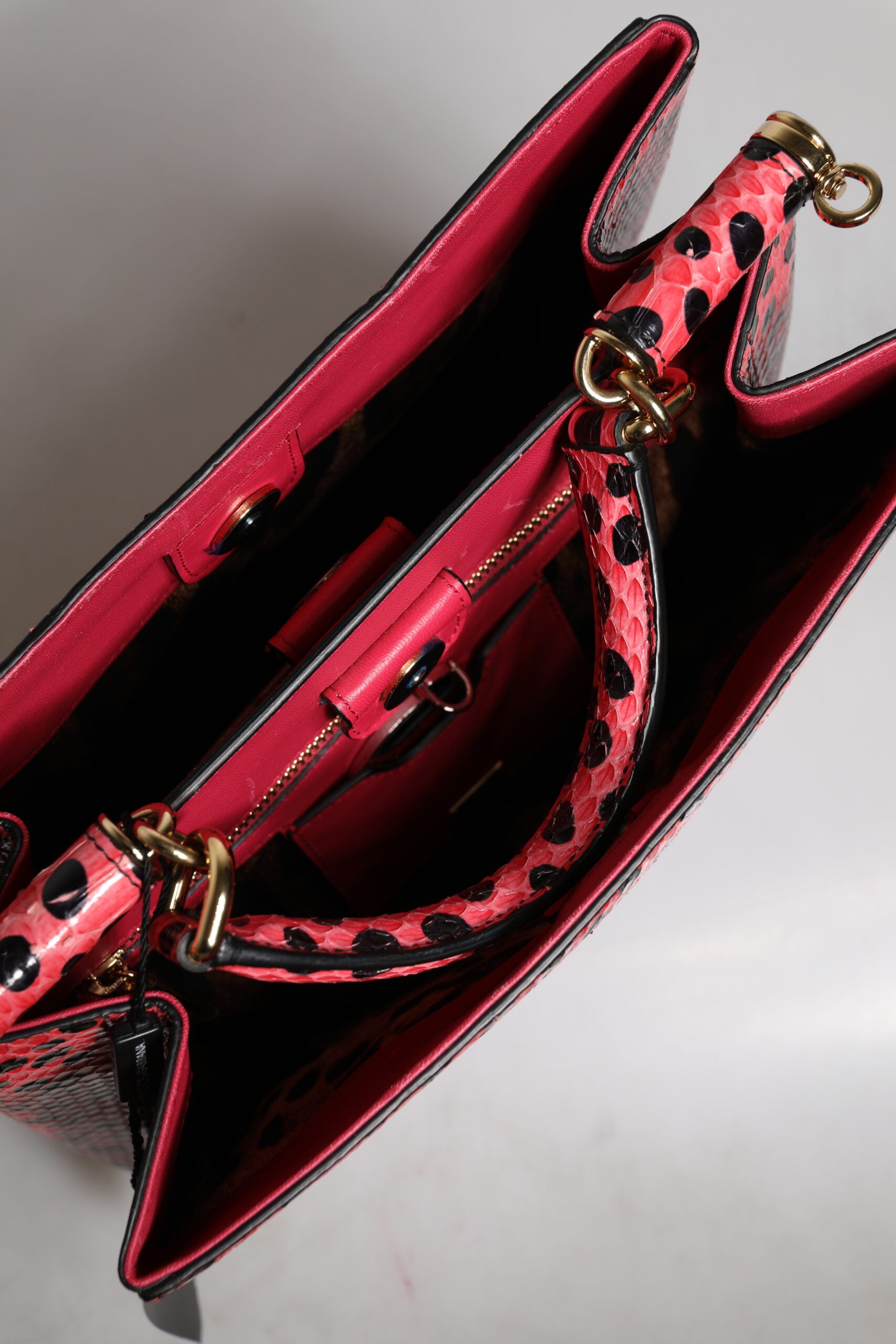 Dolce &amp; Gabbana Pink Exotic Leather Top Handle Tote Crossbody Bag