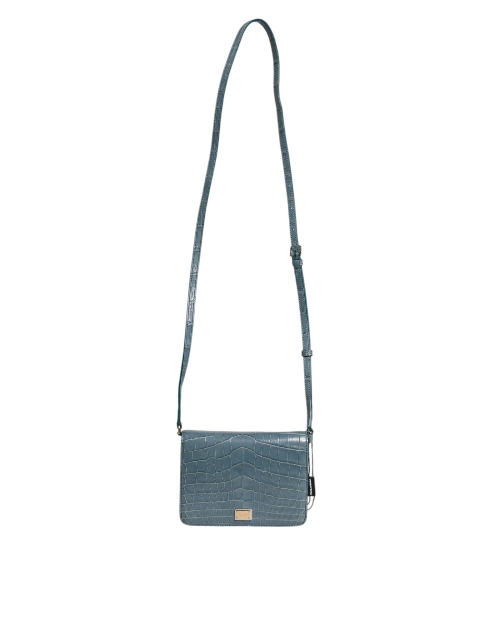Mini sac bandoulière Dolce &amp; Gabbana en cuir exotique vert DG Plaque