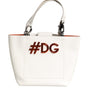 Dolce & Gabbana White Leather #DG BEATRICE Top Handle Tote Bag