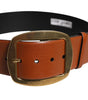 Dolce & Gabbana Brown Leather Gold Metal Buckle Classic Belt