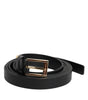 Dolce & Gabbana Black Calf Leather Gold Metal Buckle Belt