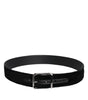 Dolce & Gabbana Black Cotton Silver Tone Metal Buckle Belt