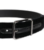 Dolce & Gabbana Black Cotton Silver Tone Metal Buckle Belt