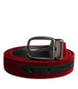 Dolce & Gabbana Red Velvet Black Metal Buckle Logo Belt