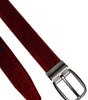 Dolce & Gabbana Red Velvet Black Metal Buckle Logo Belt