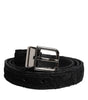 Dolce & Gabbana Black Cotton Blend Silver Metal Buckle Belt