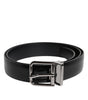 Ceinture Dolce &amp; Gabbana en cuir noir brillant avec boucle en métal argenté