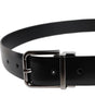 Ceinture Dolce &amp; Gabbana en cuir noir brillant avec boucle en métal argenté