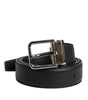 Dolce & Gabbana Black Leather Silver Metal Buckle Belt