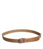 Dolce & Gabbana Brown Leather Silver Tone Metal Buckle Belt