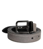 Dolce & Gabbana Gray Leather Silver Tone Metal Buckle Belt