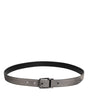 Dolce & Gabbana Gray Leather Silver Tone Metal Buckle Belt