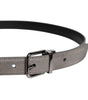 Dolce & Gabbana Gray Leather Silver Tone Metal Buckle Belt