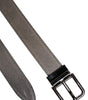 Dolce & Gabbana Gray Leather Silver Tone Metal Buckle Belt