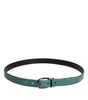 Dolce &amp; Gabbana Green Leather Silver Tone Metal Buckle Belt