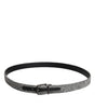Dolce & Gabbana Black White Silver Tone Metal Buckle Belt