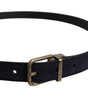 Dolce & Gabbana Black Goat Leather Metal Buckle Classic Belt